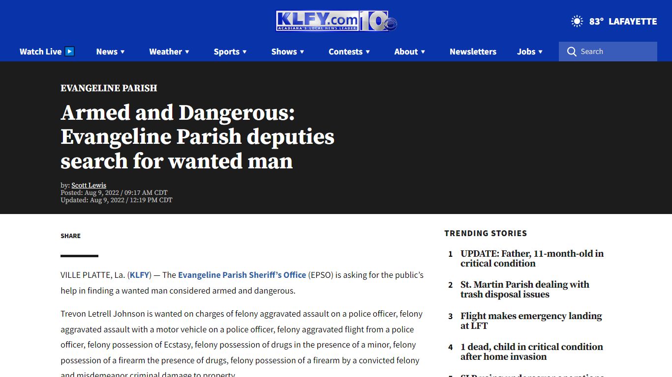 Armed and dangerous: Man wanted in Evangeline Parish
