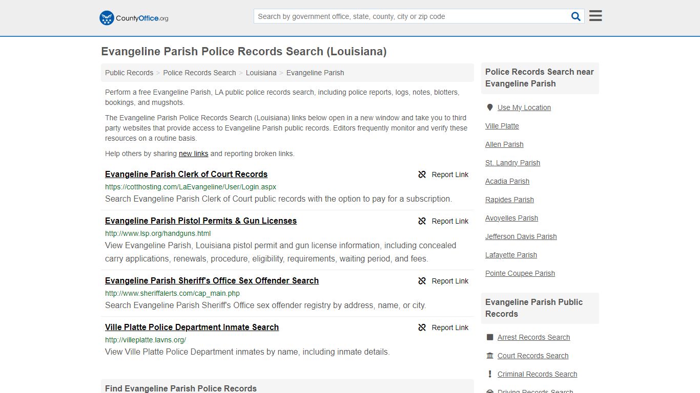 Police Records Search - Evangeline Parish, LA (Accidents & Arrest Records)